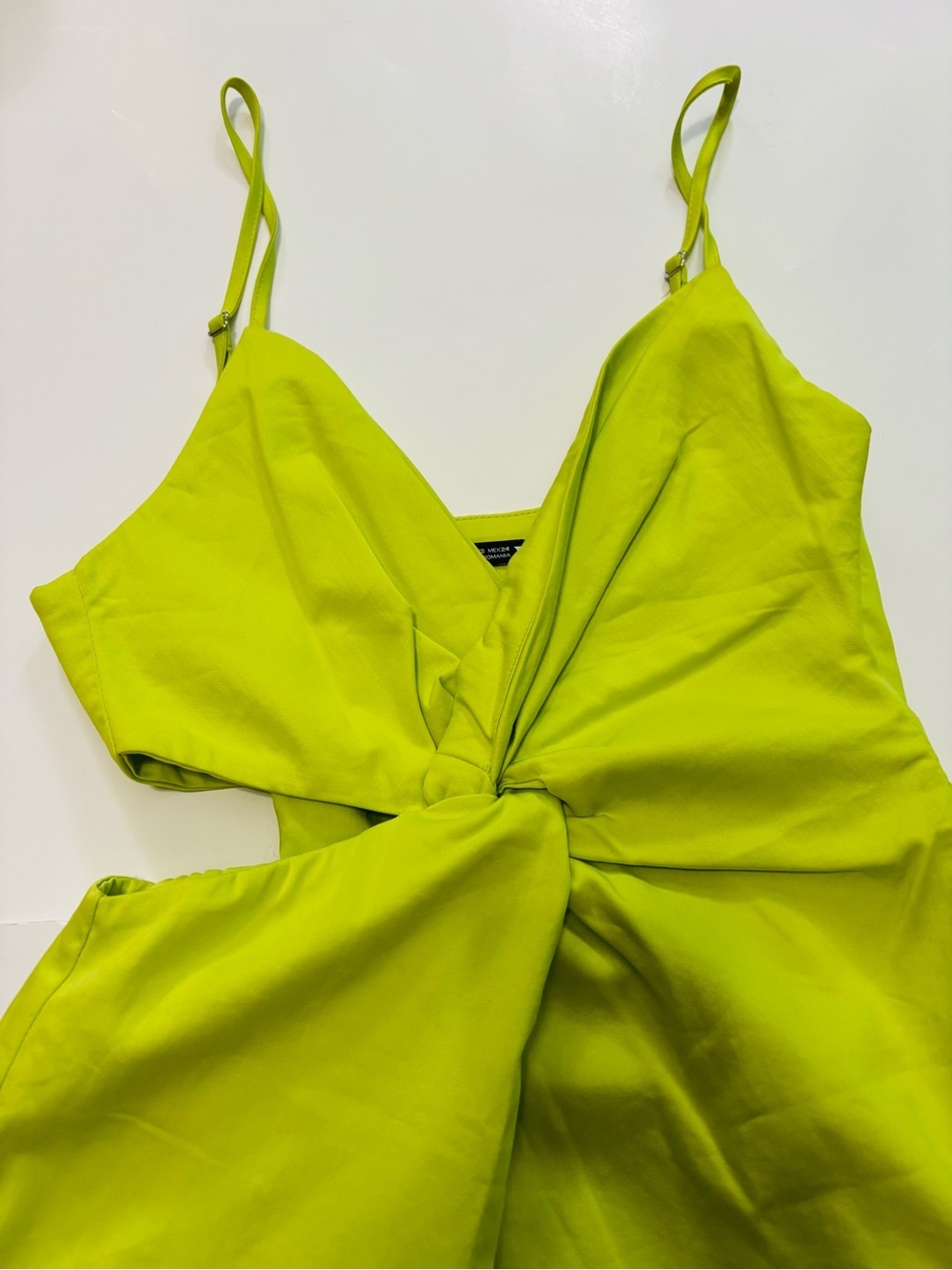 Zara Lime Green Twist-Front Mini Dress - Picture 4 of 5